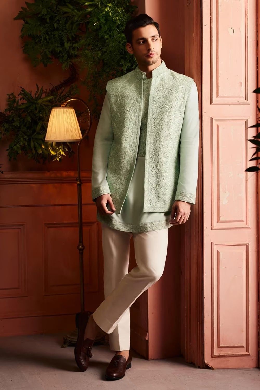 Pastel Green Coat Kurta